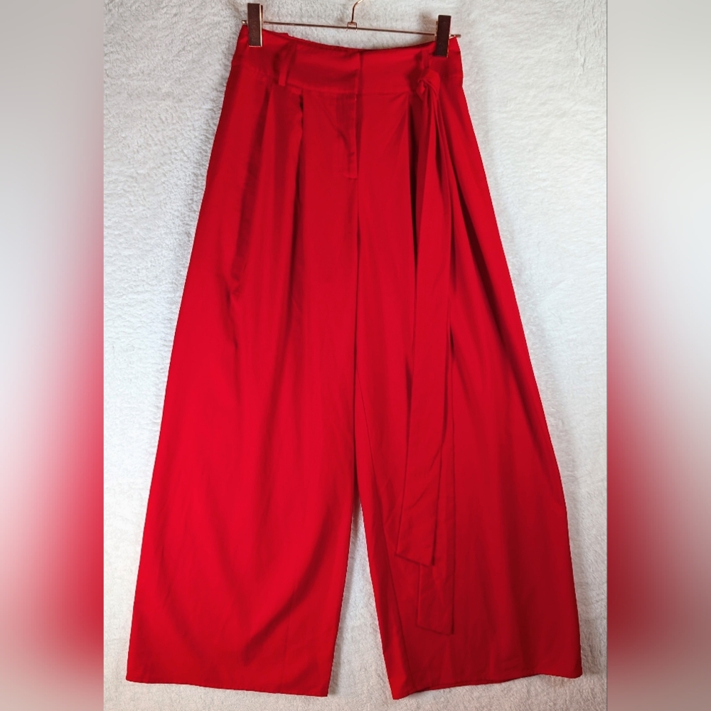 14-Flying Tomato Anthropologie Elegant Red Wide-Leg Pants